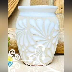 White Floral Ceramic Vase